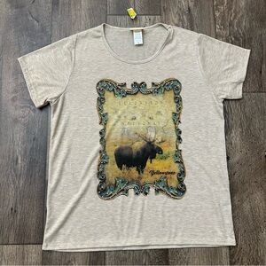 Sunshirt Yellowstone National Park Rhinestones T-shirt Women’s Size M Beige